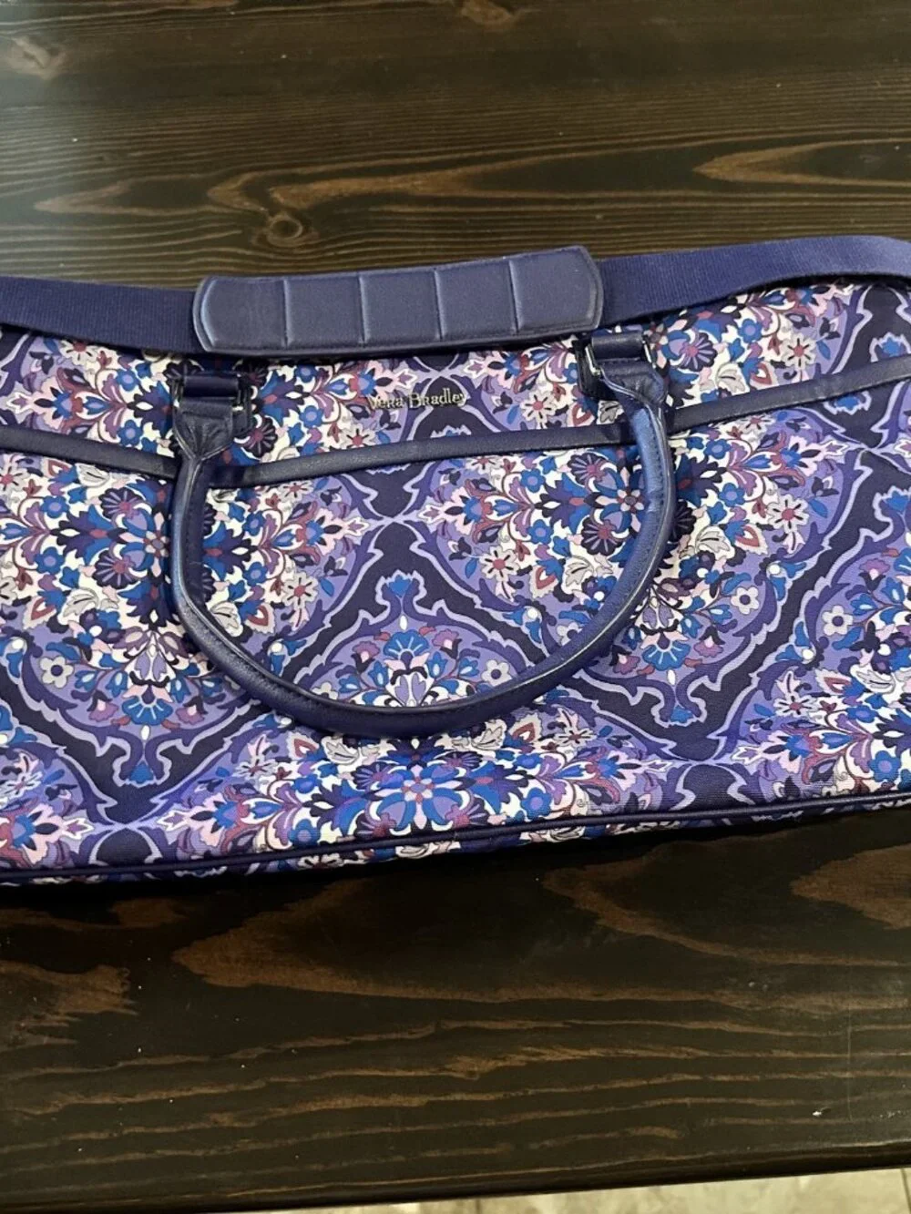 Vera Bradley 2 Piece Travel Set Purple Medallion Weekender Duffel Hanging Organi